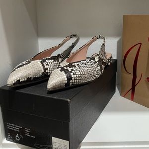 J Crew Leather Pointed Toe Slingback Flats